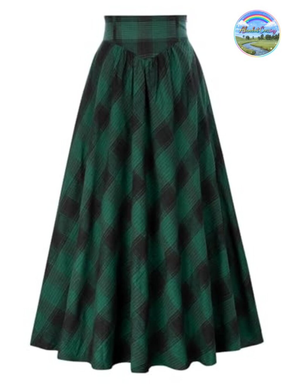 Plaid Maxi Skirt for Women Elastic High Waist A-Line Renaissance Victorian